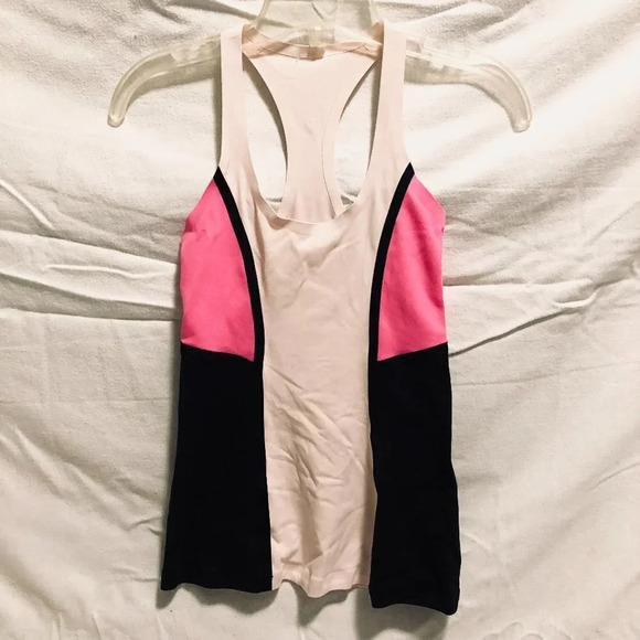 Lululemon Tank Top Size 2 Hot Pink Black  Racerback Yoga Top - Picture 1 of 11